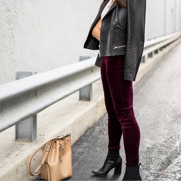 ARITZIA Talula low rise velvet Manhattan burgundy legging pants xxs - Picture 3 of 7